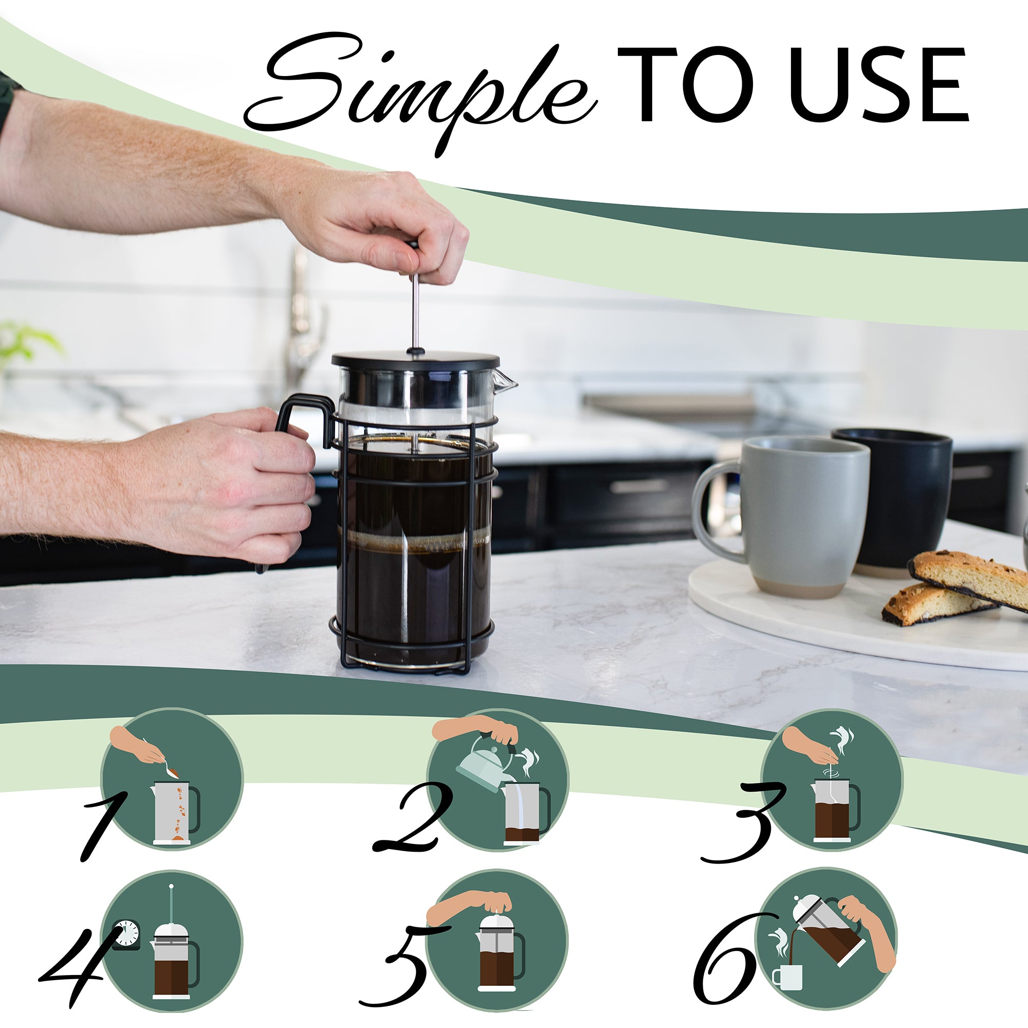 Example of Elanze Designs Enhanced Product Listing Images, French Press